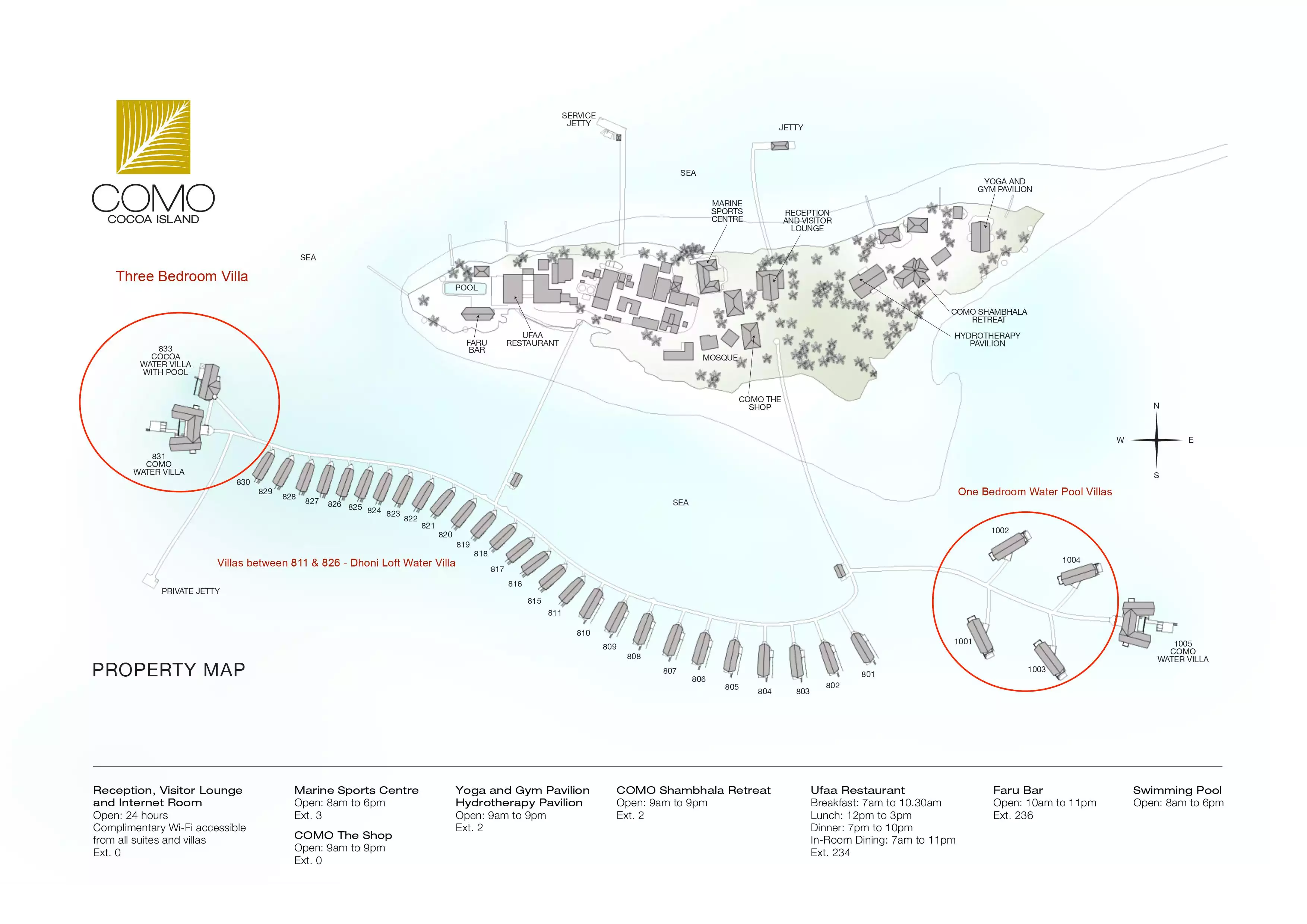 COMO Cocoa Island Resort Map