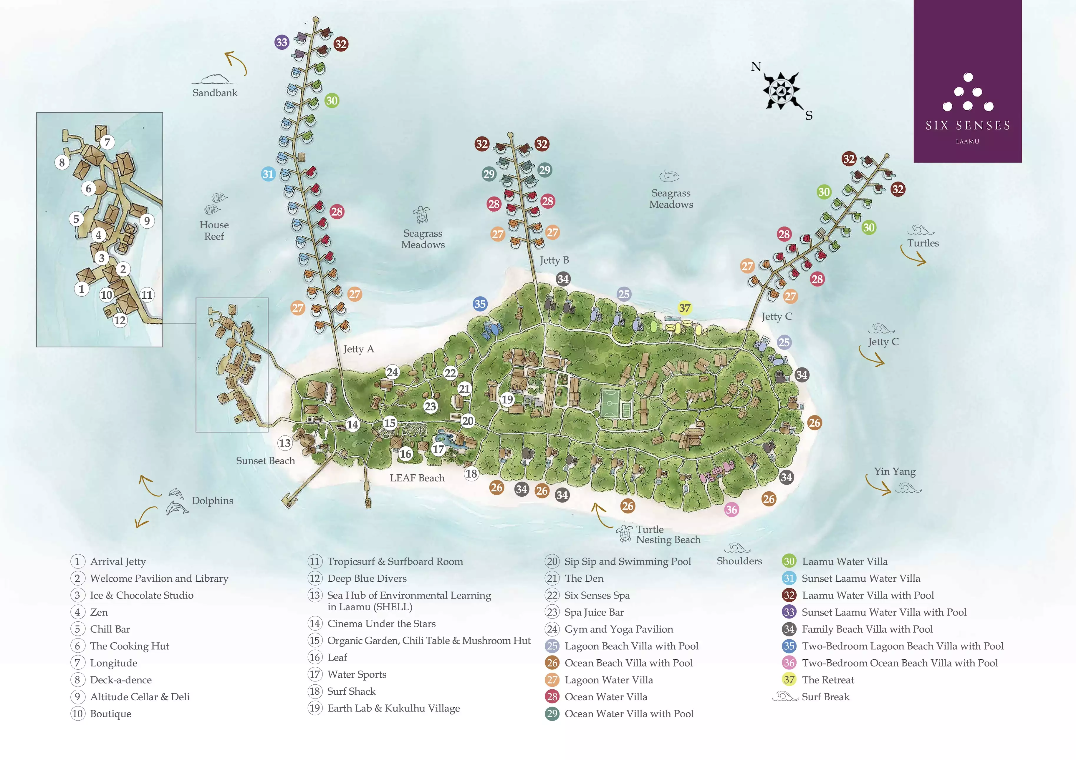 Six Senses Laamu Resort Map